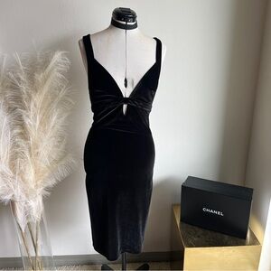 NWOT Express black velvet bodycon dress